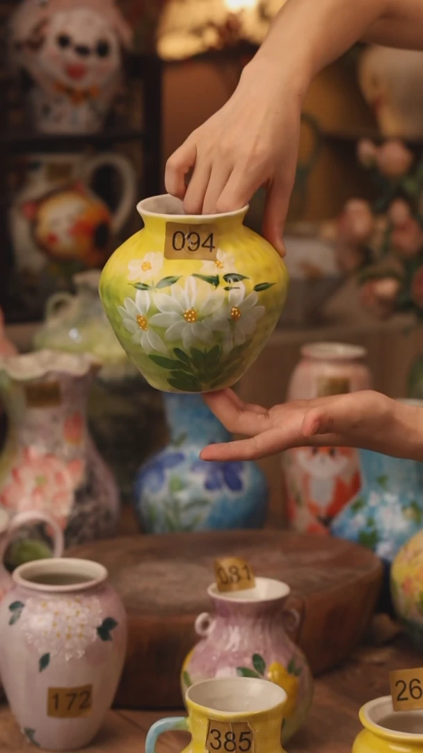 陶瓷094景德镇设计师手作花器摆件侘寂风