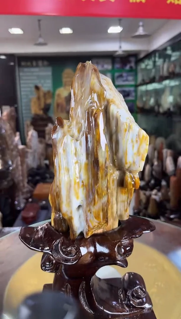 缅甸天然树化玉精品摆件