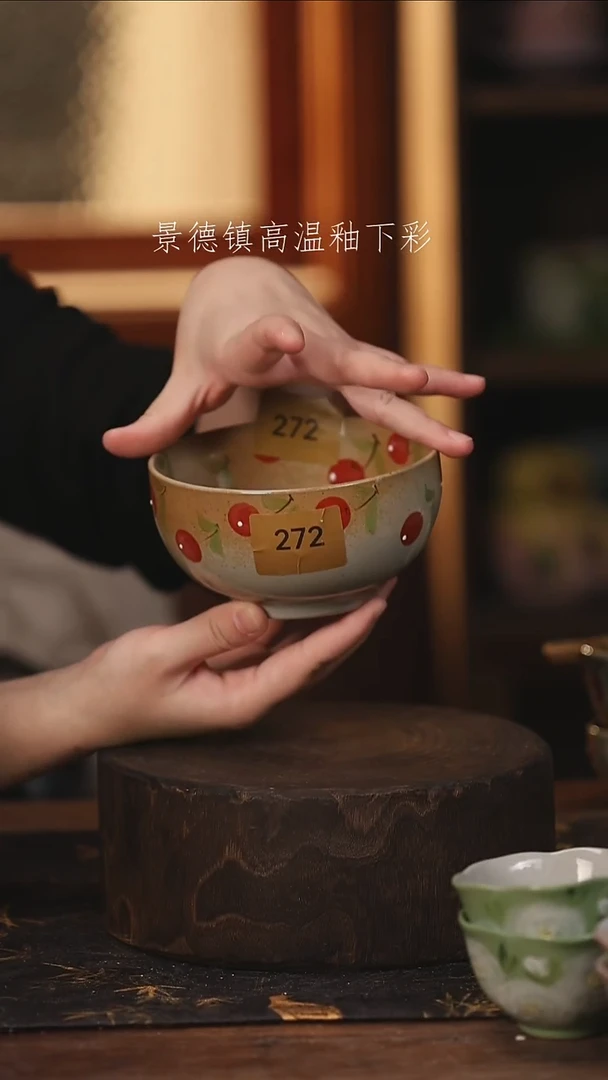 陶瓷景德镇高温釉下手绘陶瓷@L@272