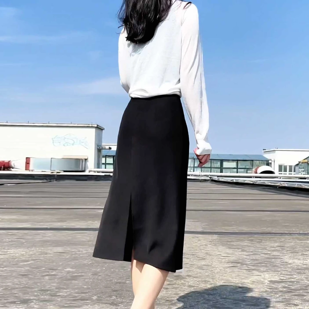 包臀裙春夏新款休闲高腰气质开叉一步裙职业半身裙西装裙女