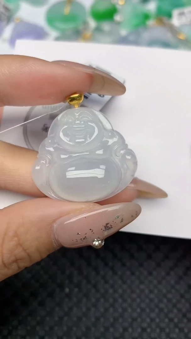 颈饰18K金镶嵌翡翠天然缅甸翡翠a货百元以上9元证书费自理