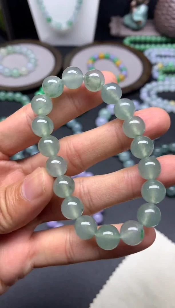 未镶嵌手链翡翠天然缅甸翡翠A货冰晴底手串卡10mm