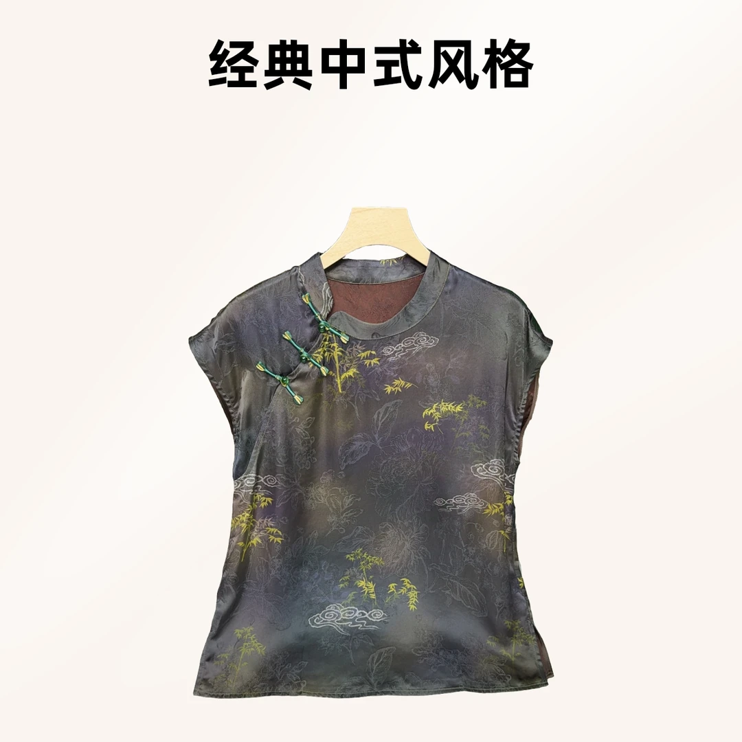 杭（0062）新中式香云纱系列花罗飞飞袖明星款时尚显高贵中年女