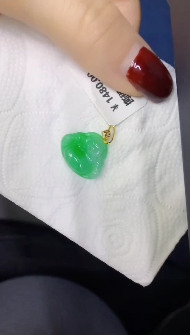 颈饰18K金镶嵌翡翠缅甸天然翡翠A货