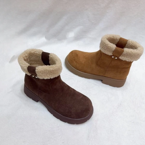 萨玛驰2025冬款时尚雪地靴休闲短筒保暖短筒雪地靴平底鞋加绒棉鞋