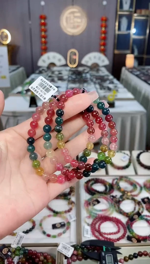 未镶嵌透体老矿碧玺单圈手串6mm+碧玺hon多样性发货一条