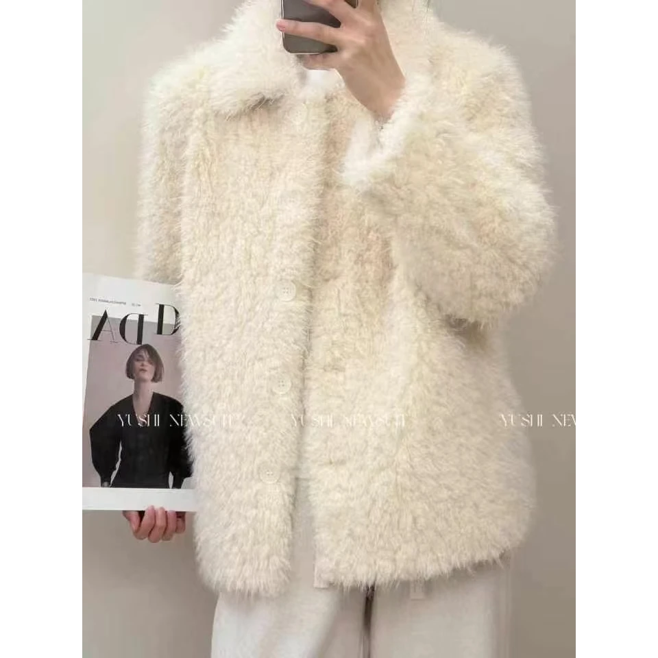 6823韩系小香风百搭外套时尚气质百搭2024加厚皮毛一体冬季外套