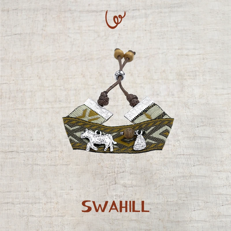 合金亚克力手链 【茉舍】SWAHILL 斑马宽带手绳手链 SW25AW103-390
