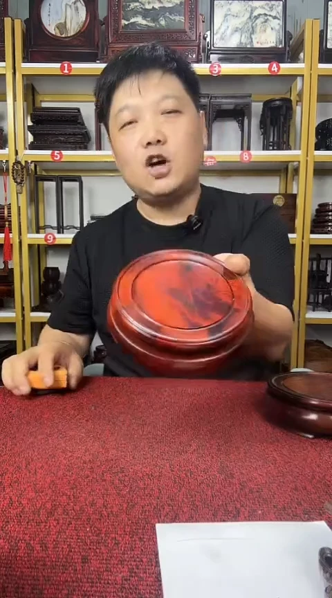 紫檀木类端景台威奥圆底座12CM