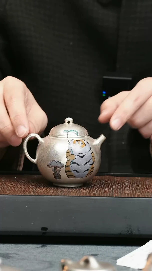 【闪购商品】紫砂茶壶五堂 银彩-如实-胖虎