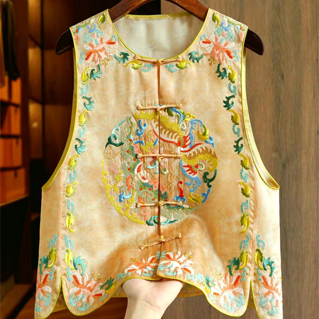 【宫妃】新中式国风凤仪绮罗重工刺绣定位打籽绣时尚马甲女