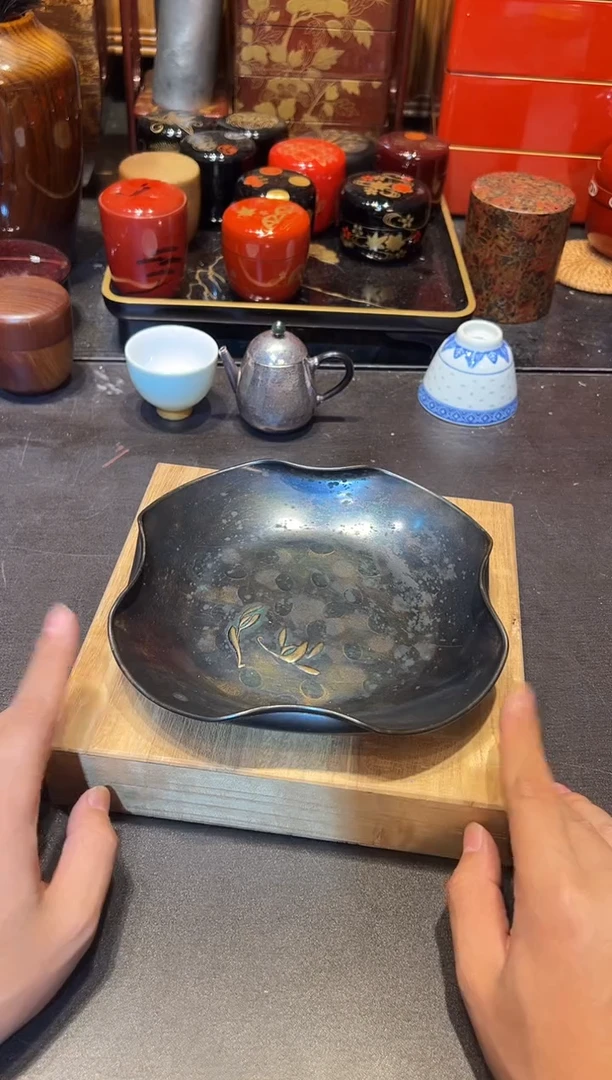 玉川堂 紫铜果子钵 大漆漆器大漆漆器
