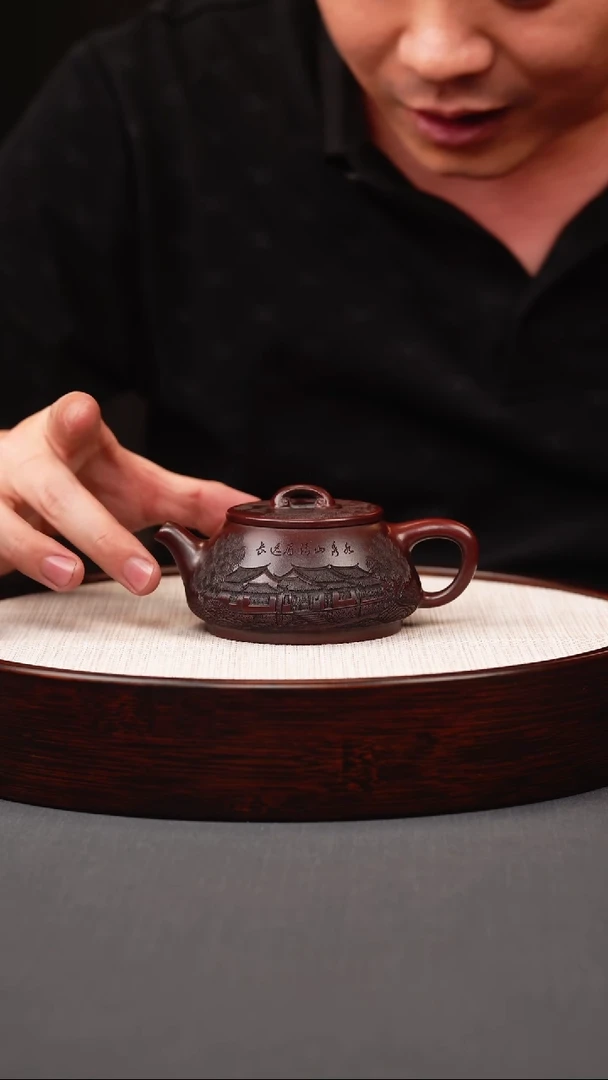 茶壶紫砂古红泥石瓢