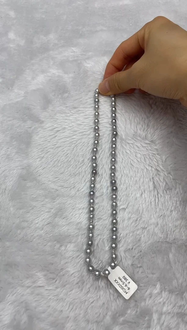 项链银S925镶嵌海水珍珠AK真多麻6-6.5mm