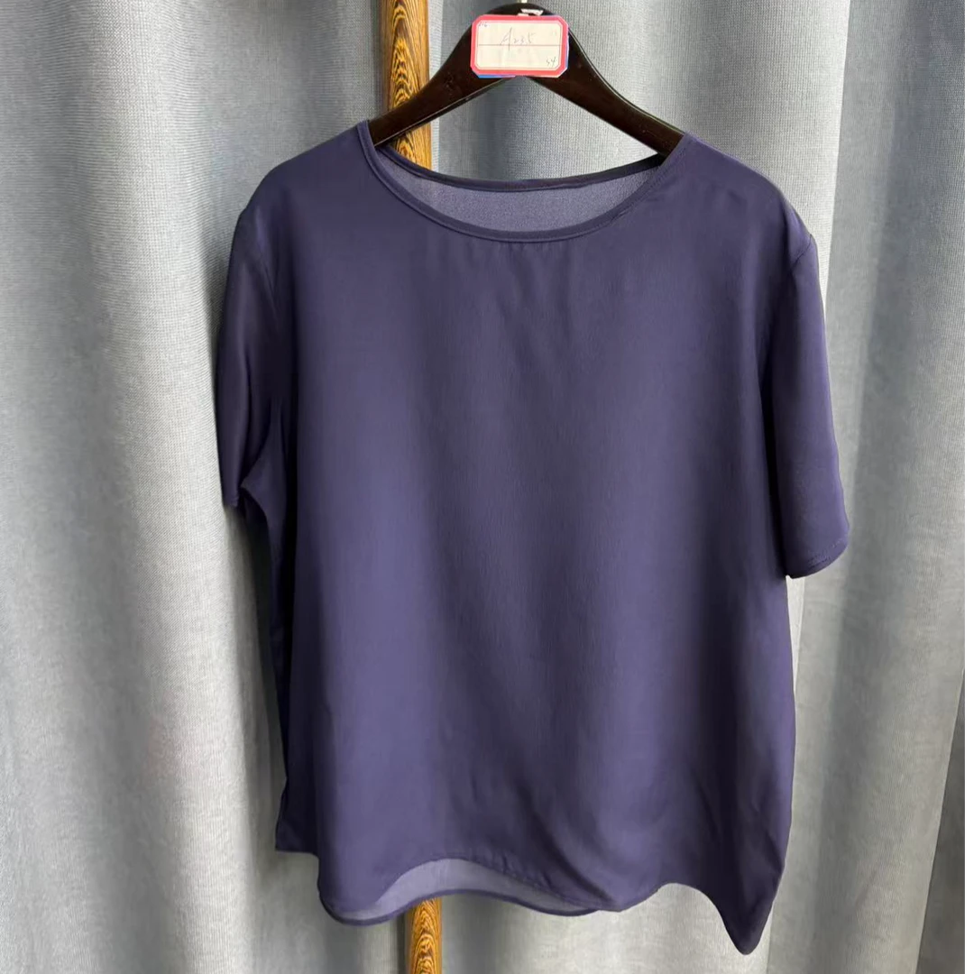 2026春季新款休闲时尚圆领桑蚕丝短袖上衣女A235