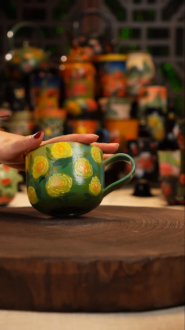 手绘   油画釉下彩   杯子