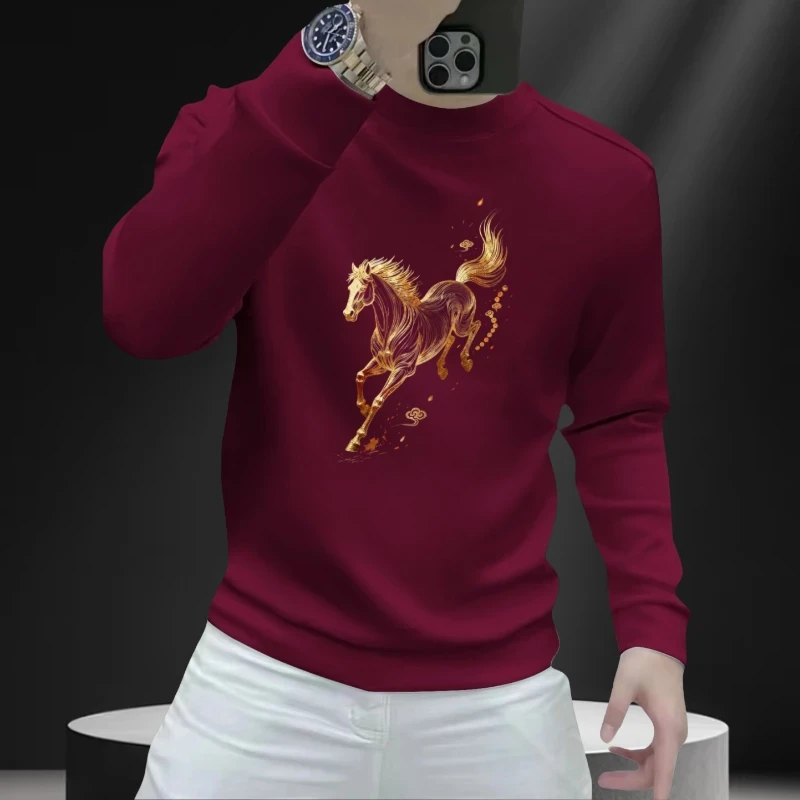 个性潮流重磅圆领卫衣痞帅街头宽松休闲秋季印花时尚男士潮流卫衣