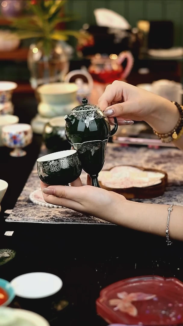 梵汝@@@@@@梵汝梵汝错金银彩西施壶高足杯主人杯三件套