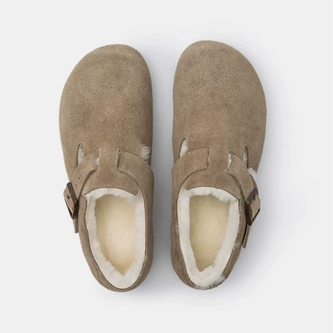 【全包加绒3cm】桑坡爆款勃肯鞋平底软加绒真羊毛雪地靴秋冬一脚蹬