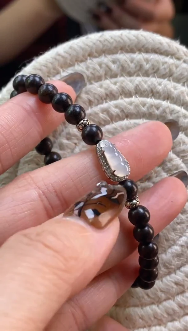 颈饰银S925镶嵌翡翠净货18026