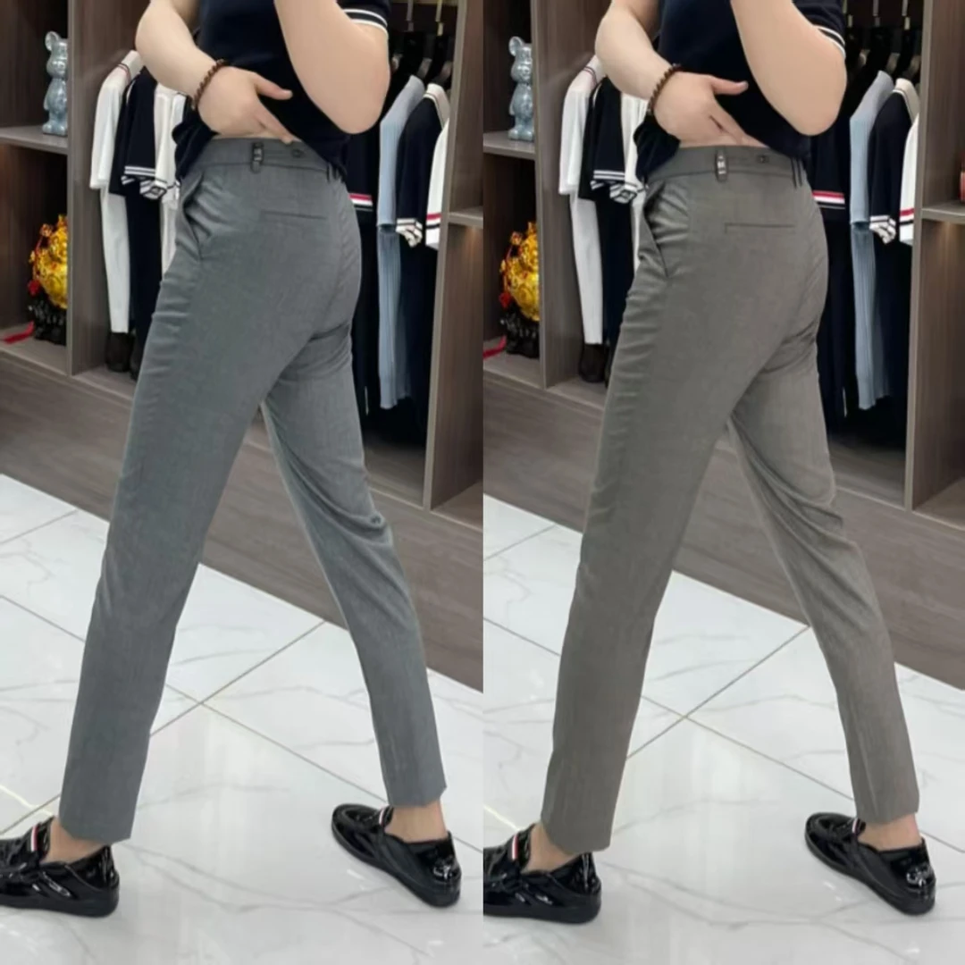 25D7733夏季男款男士千鸟格长裤小脚裤显瘦百搭痞帅慵懒风男装