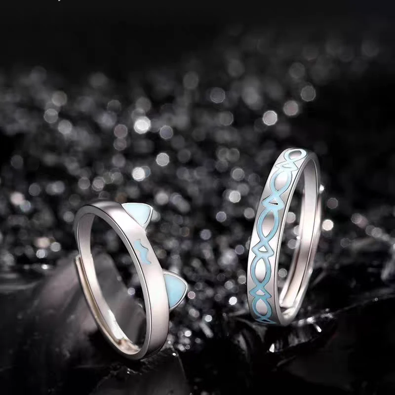 银戒指恋爱对戒情侣饰品小众设计高级感送女友老婆七夕礼物现货