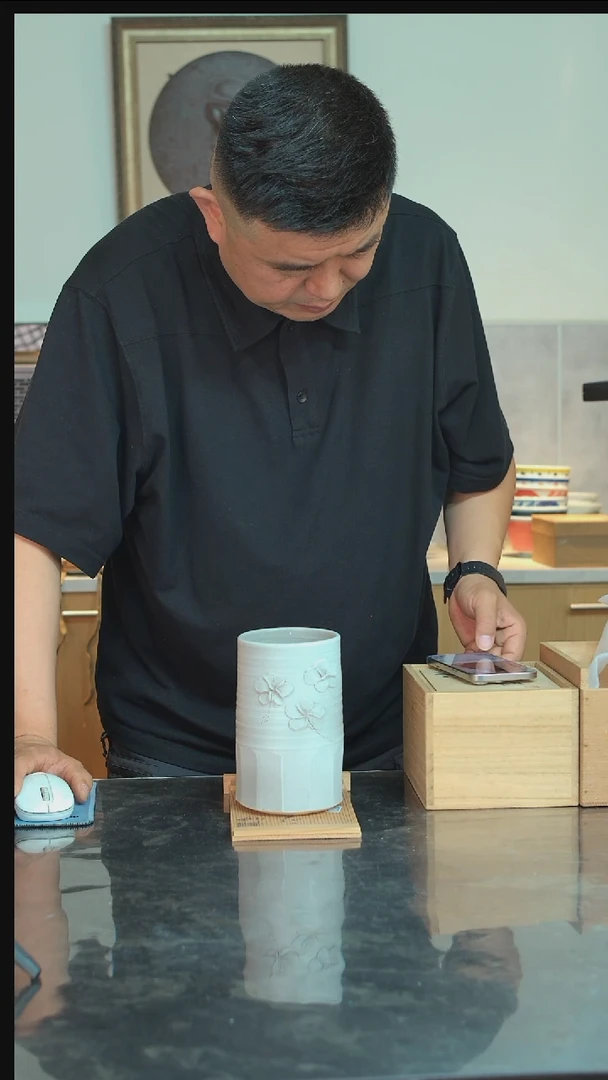 陶瓷日本加藤釥作花瓶