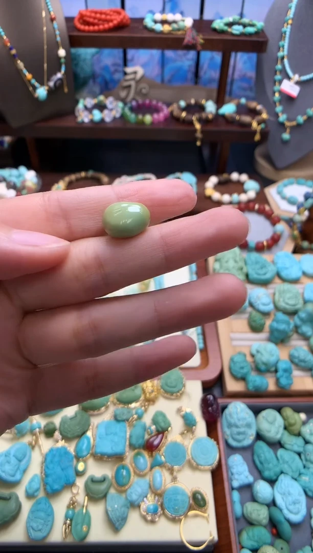 未镶嵌绿松石挂件精品高瓷绿松石糖豆