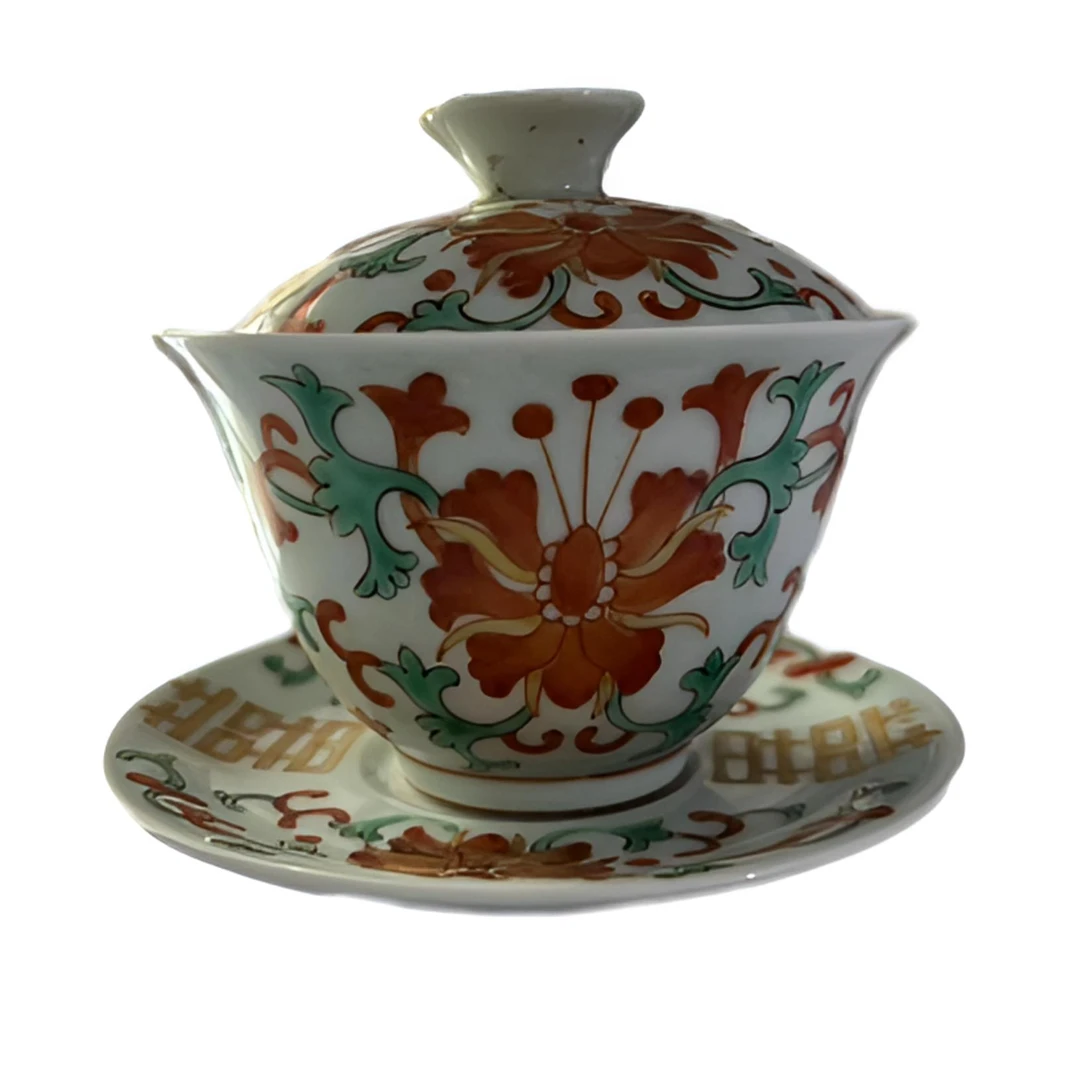 C01192清 同治 喜字 三才盖碗S22