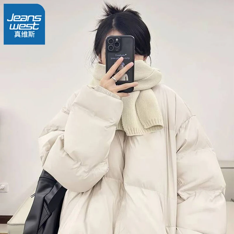 真维斯棉服外套女冬季新款宽松加厚保暖立领棉衣棉袄面包服外套L