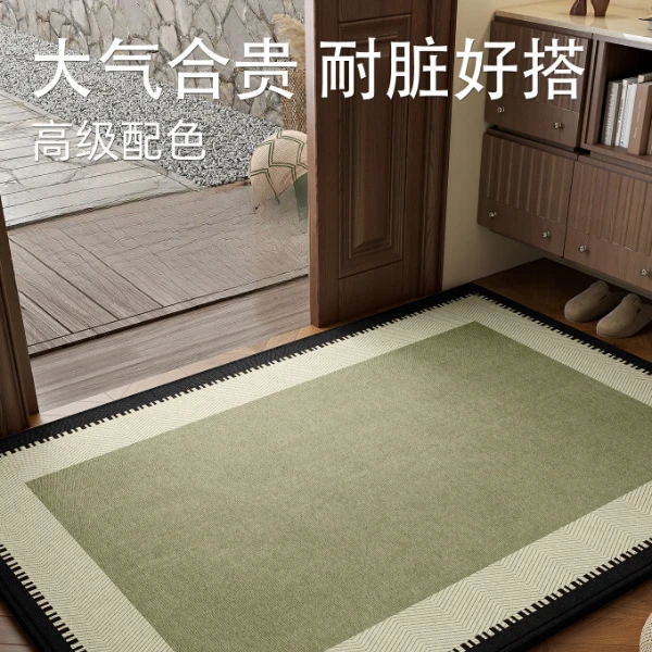 入户门地垫2025爆款中古风可擦免洗大面积可裁剪防滑家用绿色地垫