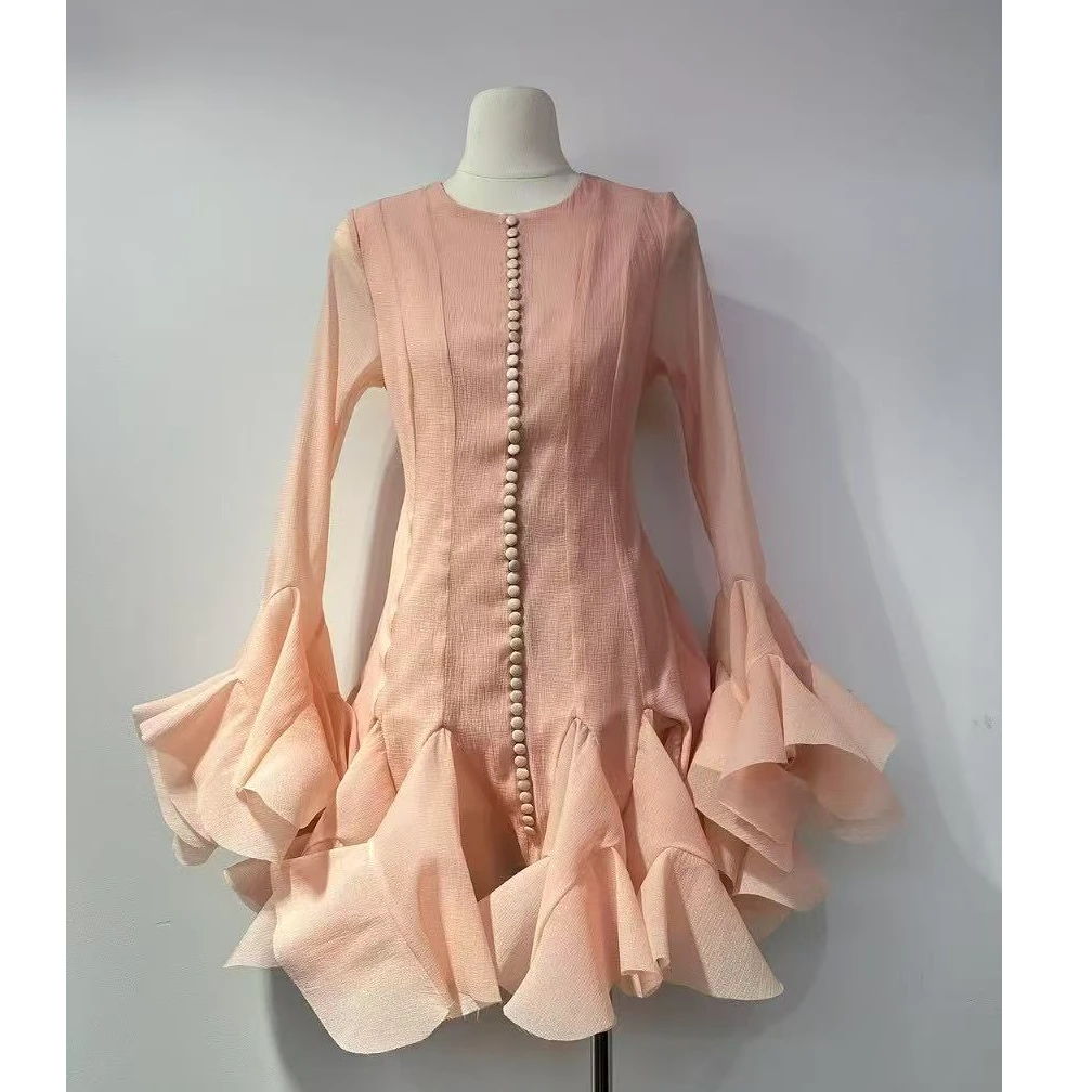 0011【阿布】新款时尚设计款短款小个子纯御风短款连衣裙