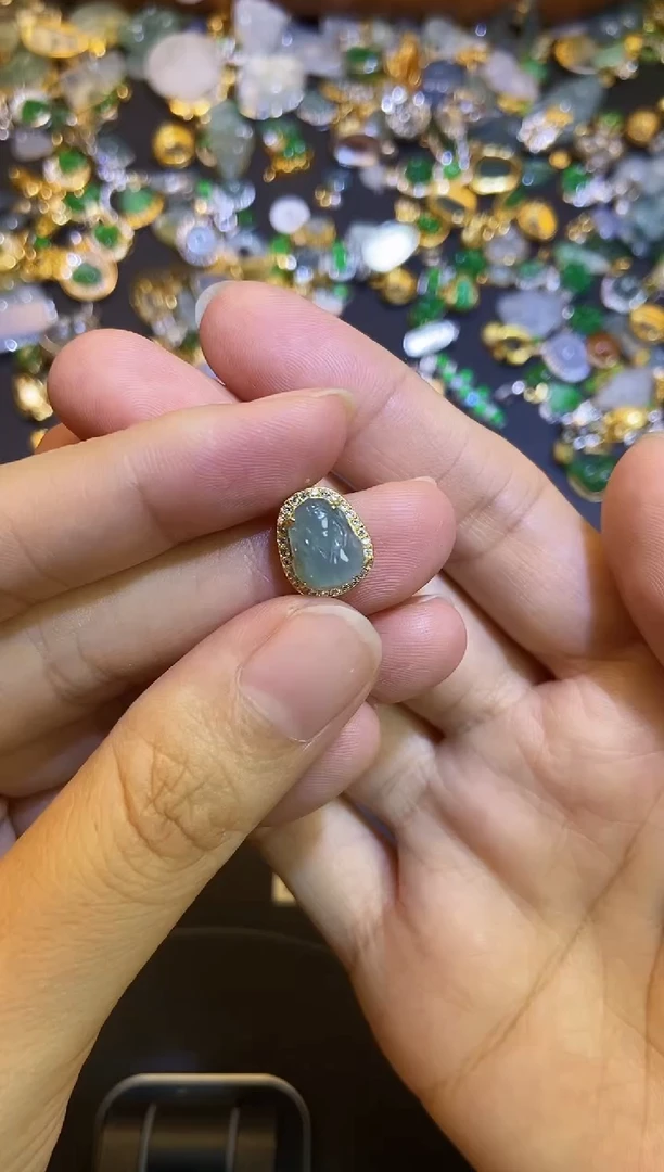 翡翠银S925镶嵌吊坠(不含链)1
