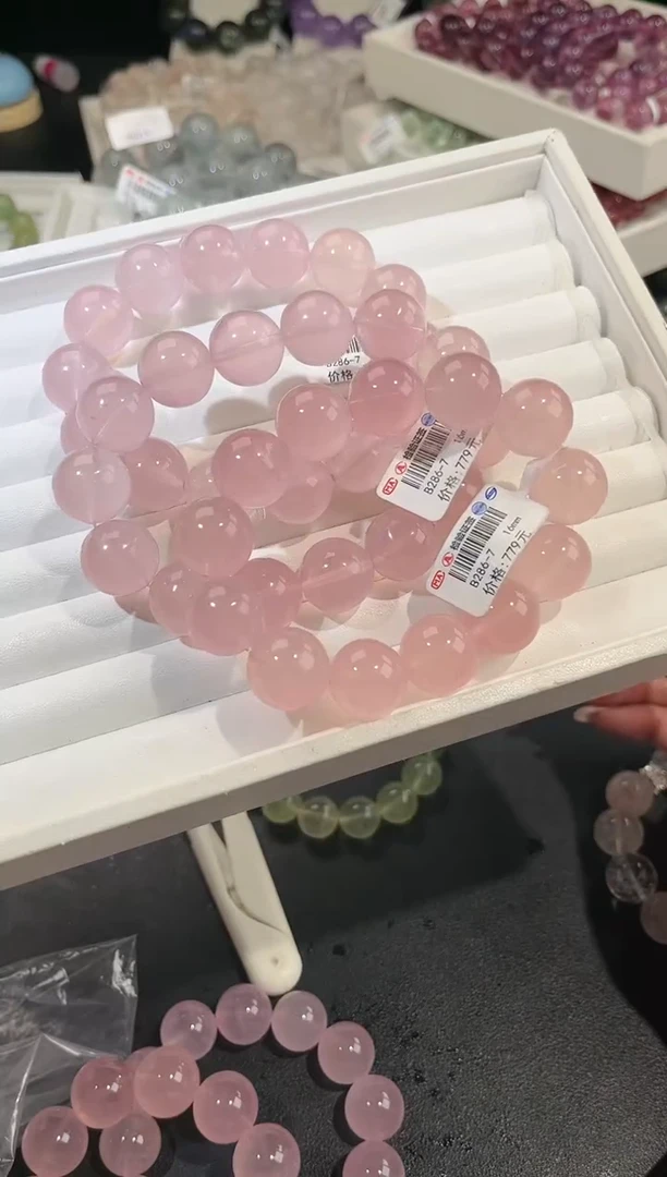水晶手链未镶嵌多样性发一粉泡泡16mm