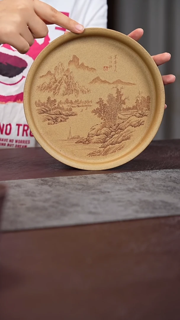 茶杯紫砂1****c刻绘壶承
