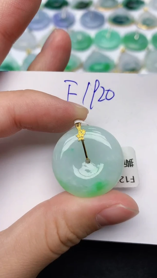 颈饰18K金镶嵌翡翠天然缅甸A货翡翠百元以上9元证书费自理