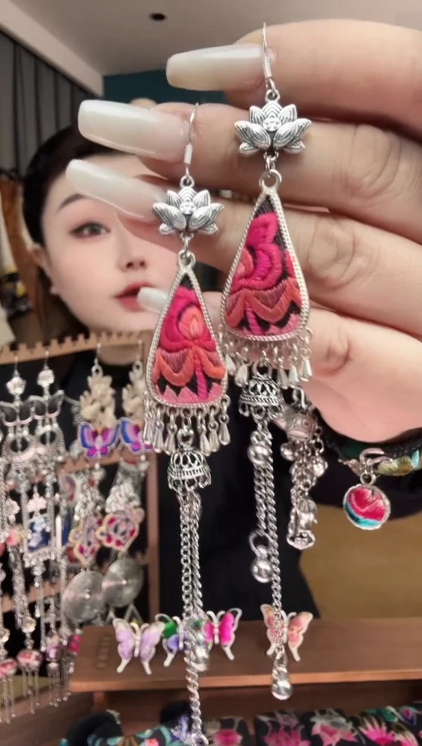 刺绣纯手工民族风刺绣耳环