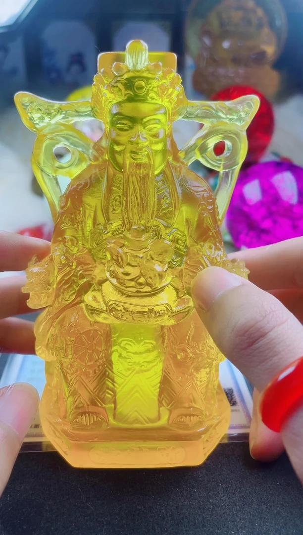 未镶嵌金珀珠宝奇石金珀财神摆件