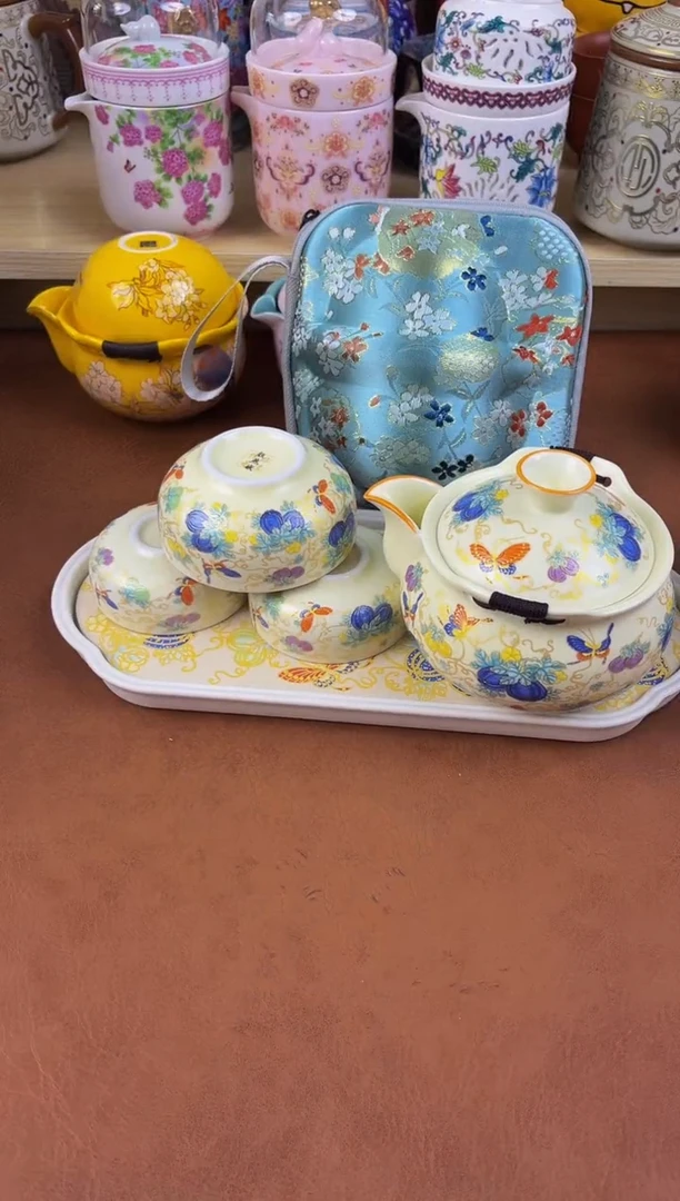 陶瓷茶具摆件旅行套组