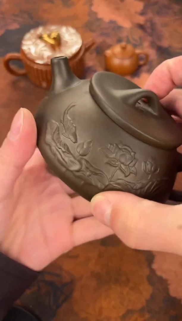 茶杯紫砂-荷花石瓢