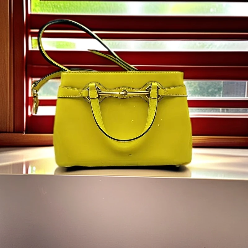 95新 GUCCI/古驰 漆皮手提单肩包1195 6396