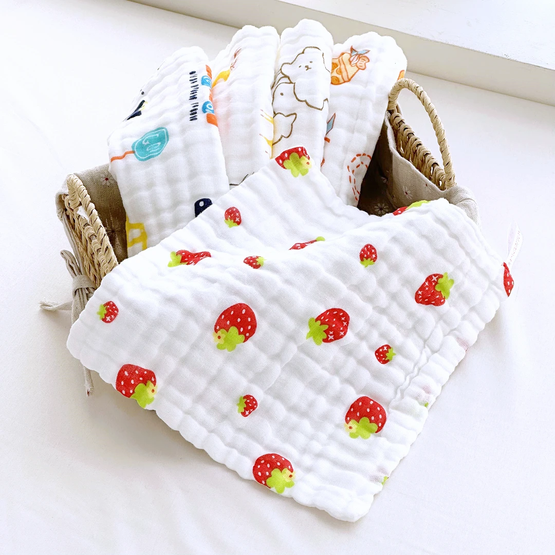 【京かわ会社】到手八条纯棉六层纱布方巾 柔软婴幼毛巾吸水不掉毛