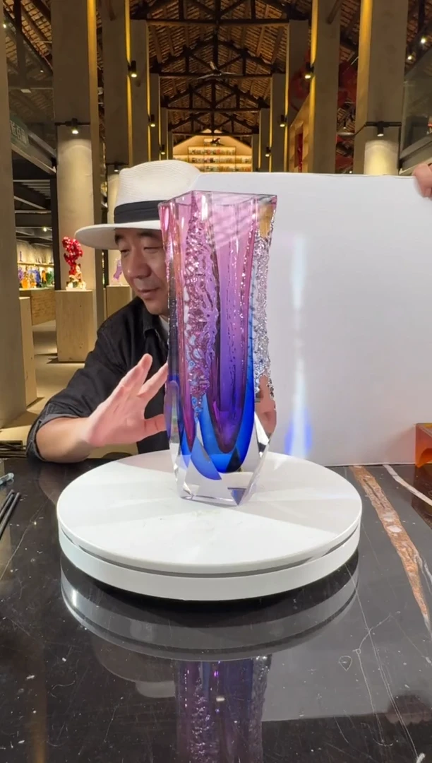摆件璨石美学CS0401029-1金红紫罗兰肌理纹艺术花器