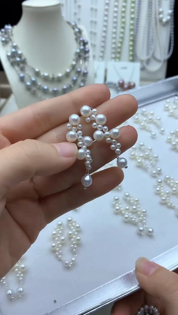 银S925镶嵌耳饰淡水珍珠多样性发其一