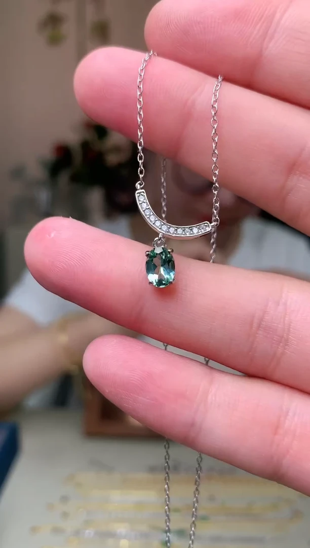 银S925镶嵌颈饰碧玺项链