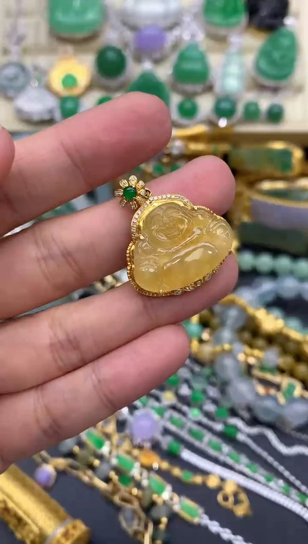 翡翠18K金镶嵌颈饰362-中国好珍宝