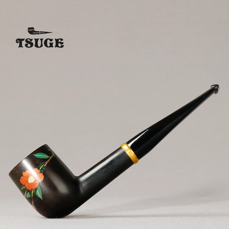 日本柘植 TSUGE 莳绘斗 春夏秋冬之冬 撞球直斗 3毫米 石楠木烟斗