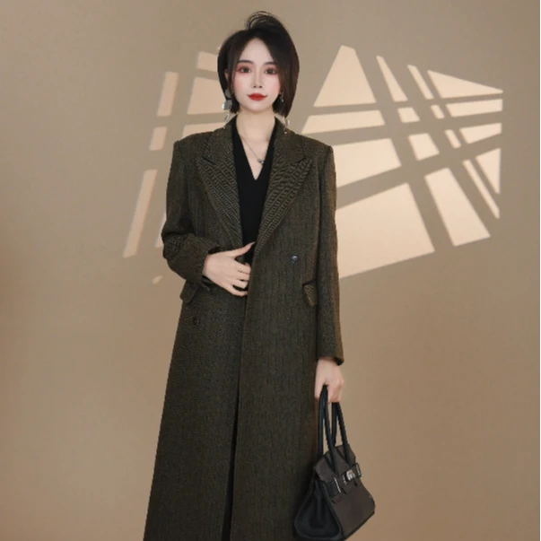 松林绿长款冬季大衣83775