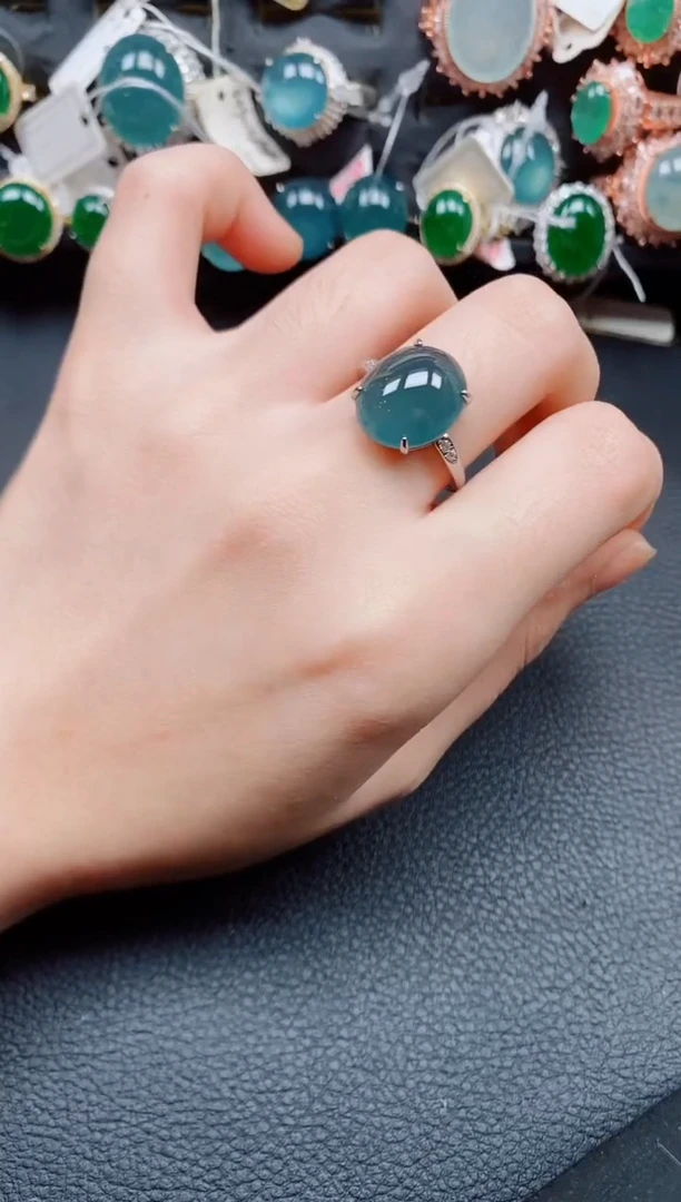 银S925镶嵌戒指翡翠翡翠