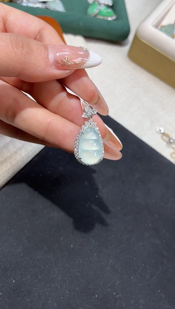 吊坠(不含链)银S925镶嵌翡翠【挽石珠宝】豆子